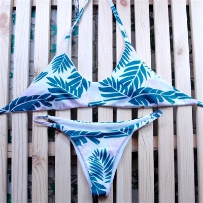 Badeset mit Palmwedel-Print in Blush Base
